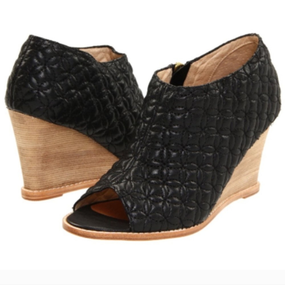 { Matt Berson } Quilted Leather Peep Toe Wedge
